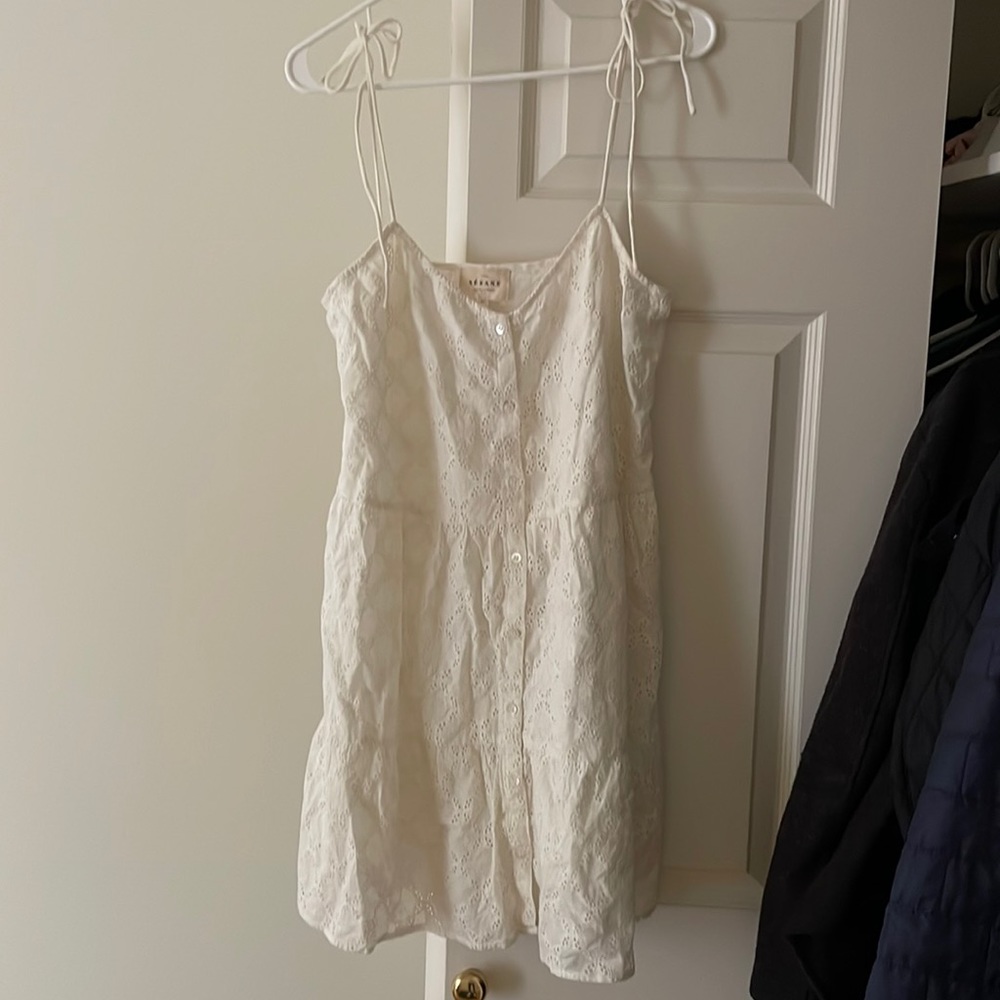 Sezane white eyelet dress